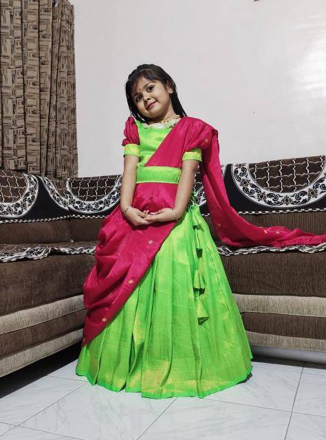kids elegent lehenga softy silk  Affordable kids wear suppliers in Bangalore